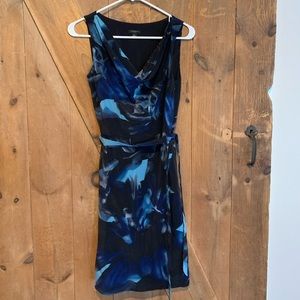 Ann Taylor Blue and Black Silk Dress